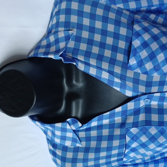 Express The Portofino Shirt size XS blue & white semi-sheer blouse - Picture 2 of 7